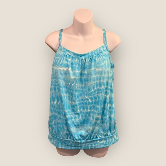 Womens Lands End Blue Tankini Top With Adjustable Straps Size 12 Swim - Picture 1 of 5